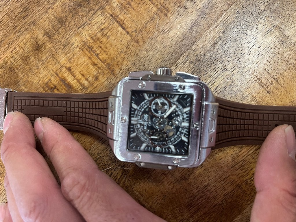 Nieuw PolsHorloge heren horloge bruin merk horloge, Ophalen of Verzenden, Nieuw, Zwart, Android