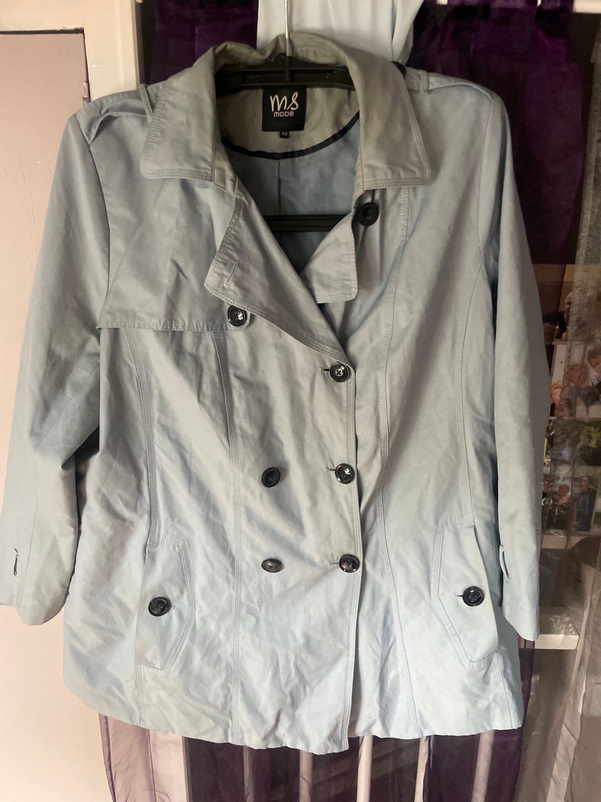Lichtblauwe jas van MS Mode, maat 52, Ophalen of Verzenden, Gedragen, Maat 46/48 (XL) of groter, Blauw
