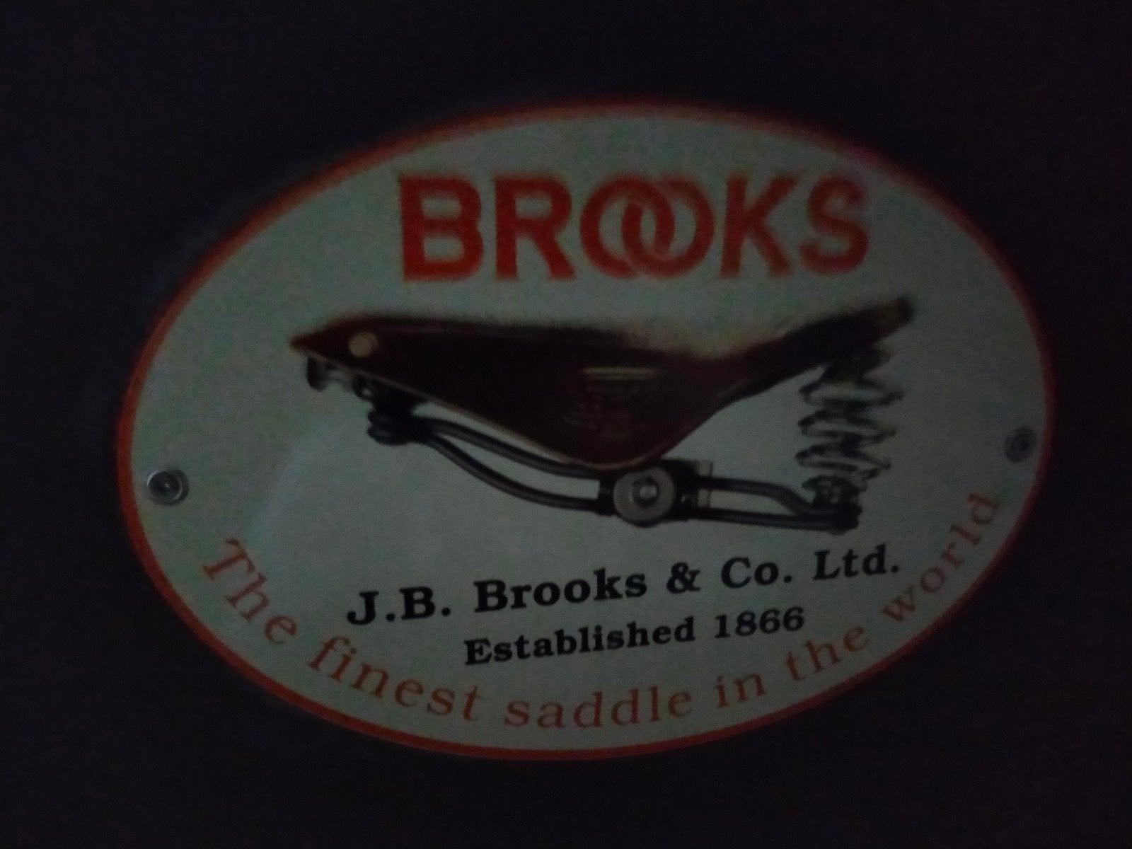 Vintage Brooks Fietszadel Emaille Reclamebord, Ophalen of Verzenden, Gebruikt, Reclamebord