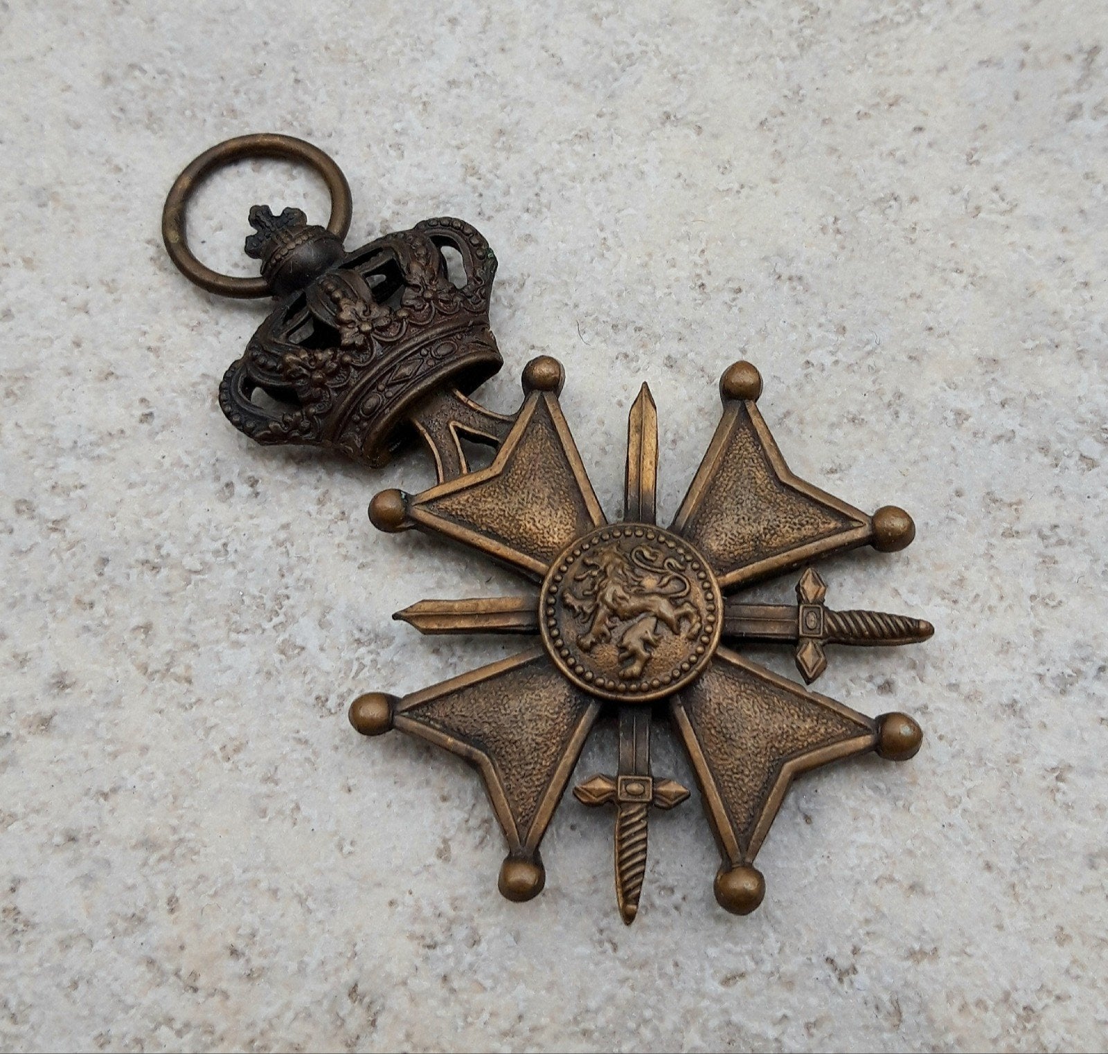 Belgische Croix de Guerre (Oorlogskruis) WO1, Verzenden, Landmacht, Nederland, Lintje, Medaille of Wings