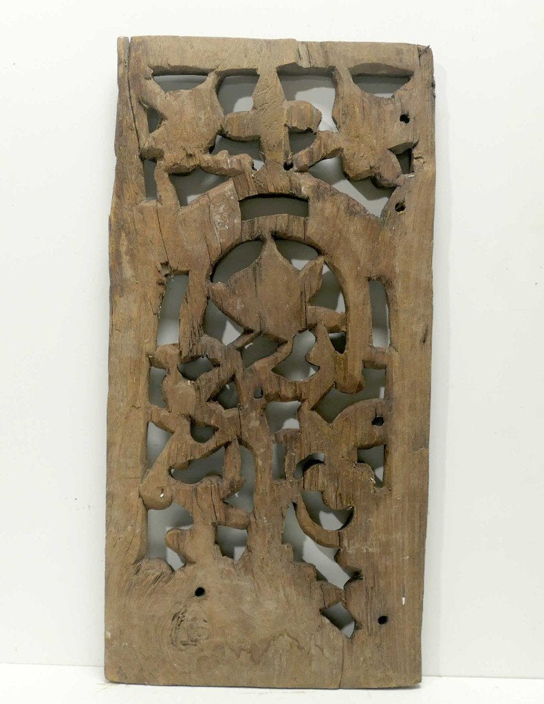 Antiek houtsnijwerk HP7 hout Indonesie kunst landelijk oud, Ophalen of Verzenden