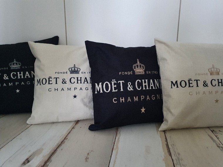 Moet&Chandon Linnen Dubbelbedrukte Kussenhoes 45cm., Ophalen of Verzenden, Nieuw, Overige typen