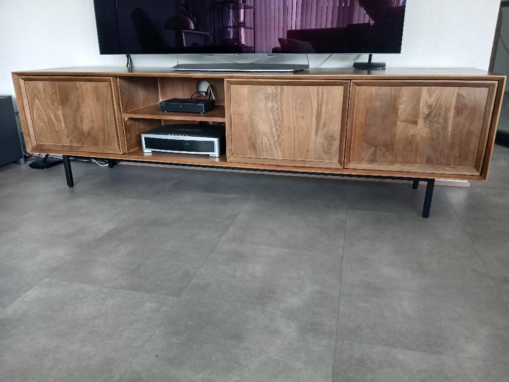 TV meubel Ravenstein/Mangohout, Huis en Inrichting, Kasten | Televisiemeubels, Ophalen, 150 tot 200 cm, Zo goed als nieuw, Minder dan 100 cm