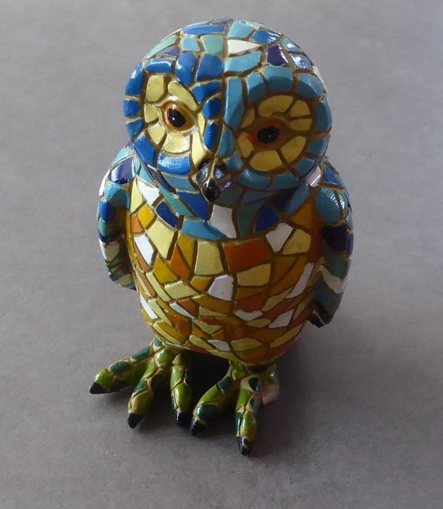 Kleine mozaïekuil - Hoogte: 12 cm, Verzenden, Gebruikt, Vogel, Beeldje of Figuurtje