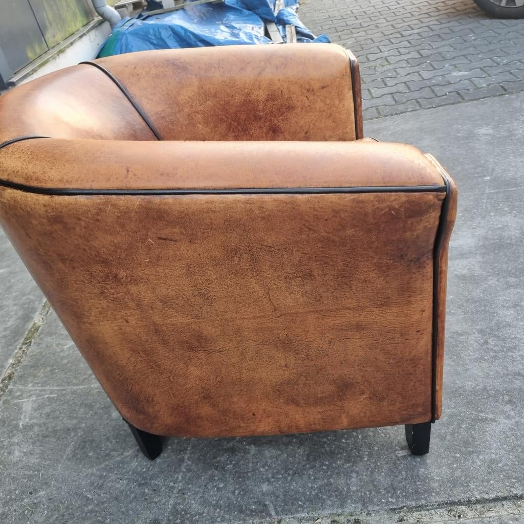 SCHAPENLEREN CLUB FAUTEUIL STRAK MODEL + BEZORGING, Gebruikt, ., Ophalen of Verzenden, .