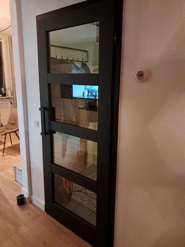 Zwarte binnendeur Ramos 83 x 201,5 stomp met glas | NIEUW, Doe-het-zelf en Verbouw, Niet ingevuld, 80 tot 100 cm, Binnendeur, Niet ingevuld