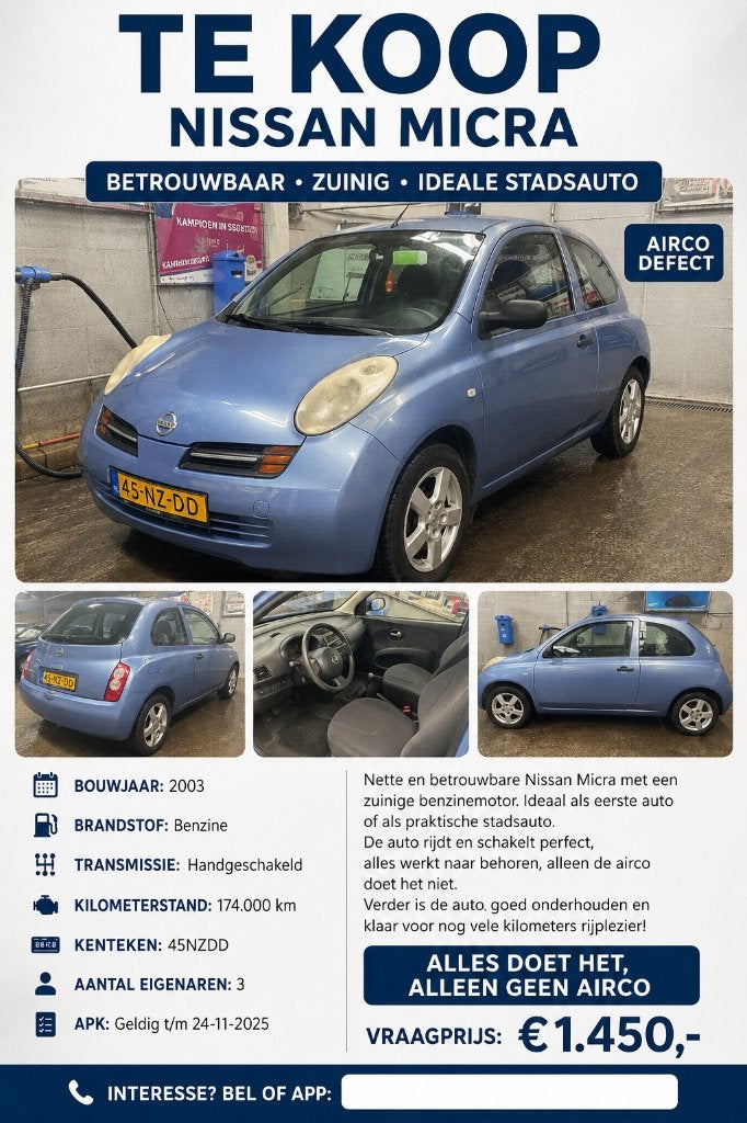 Nissan micra, Voorwielaandrijving, Stof, Overige carrosserieën, Blauw