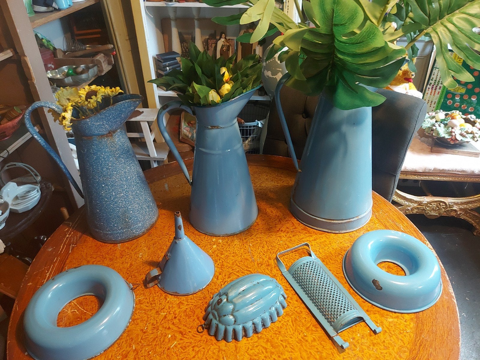 8.x oud blauw emaille keuken emaille blauwemaille, Ophalen of Verzenden
