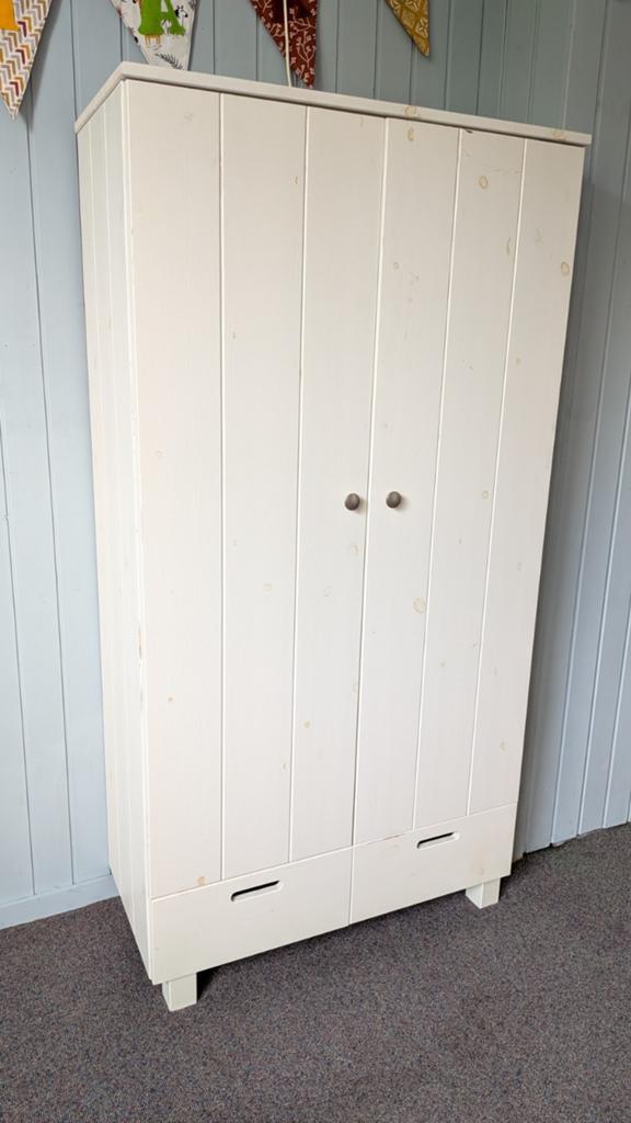 Mooie kledingkast met planken, hangruimte en lades, Gebruikt, 50 tot 100 cm, 150 tot 200 cm, Overige houtsoorten