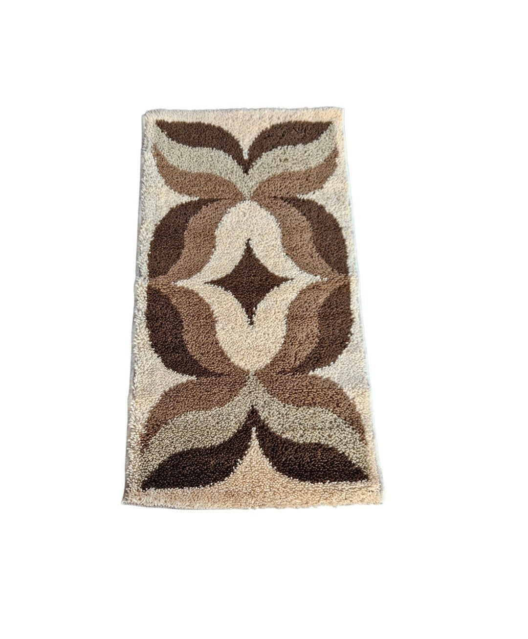 Vintage wollen vloerkleed jaren 60/70 - 111x60 cm, Gebruikt, 100 tot 150 cm, Onbekend, Vintage, Retro, Jaren 60, Jaren 70
