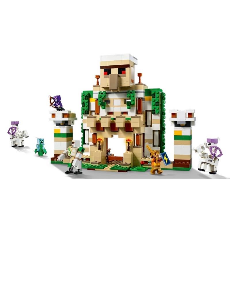 Complete LEGO Minecraft set 21250 De IJzergolem Vesting, Gebruikt, Minecraft, Lego, Ophalen of Verzenden