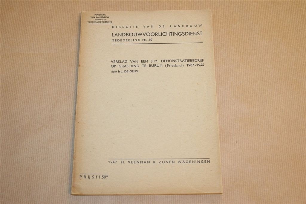 Demonstratiebedrijf Grasland Barum 1937-1944 Friesland, Ophalen of Verzenden, Gelezen