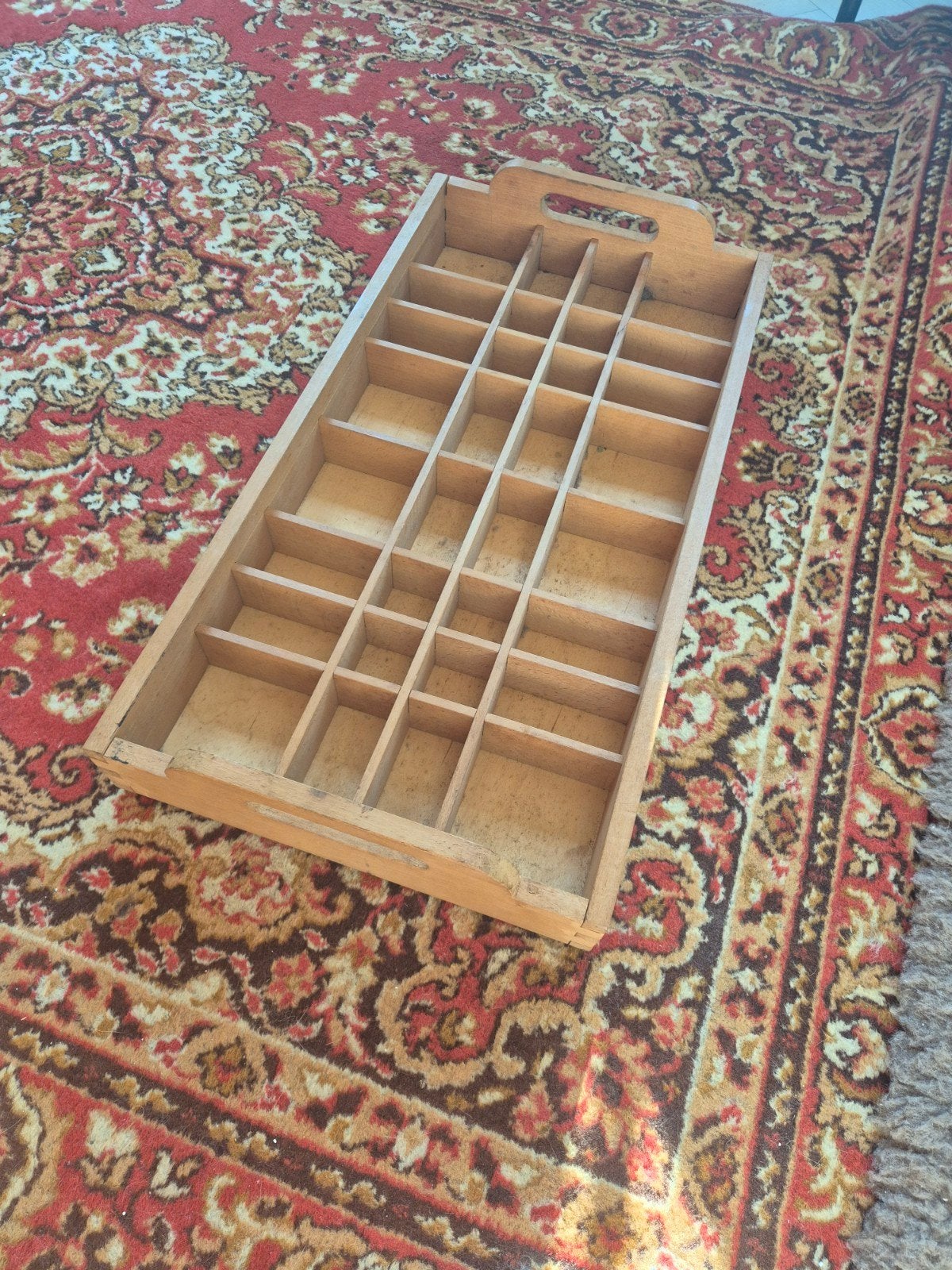 Vintage houten letterbak met handgrepen, Ophalen