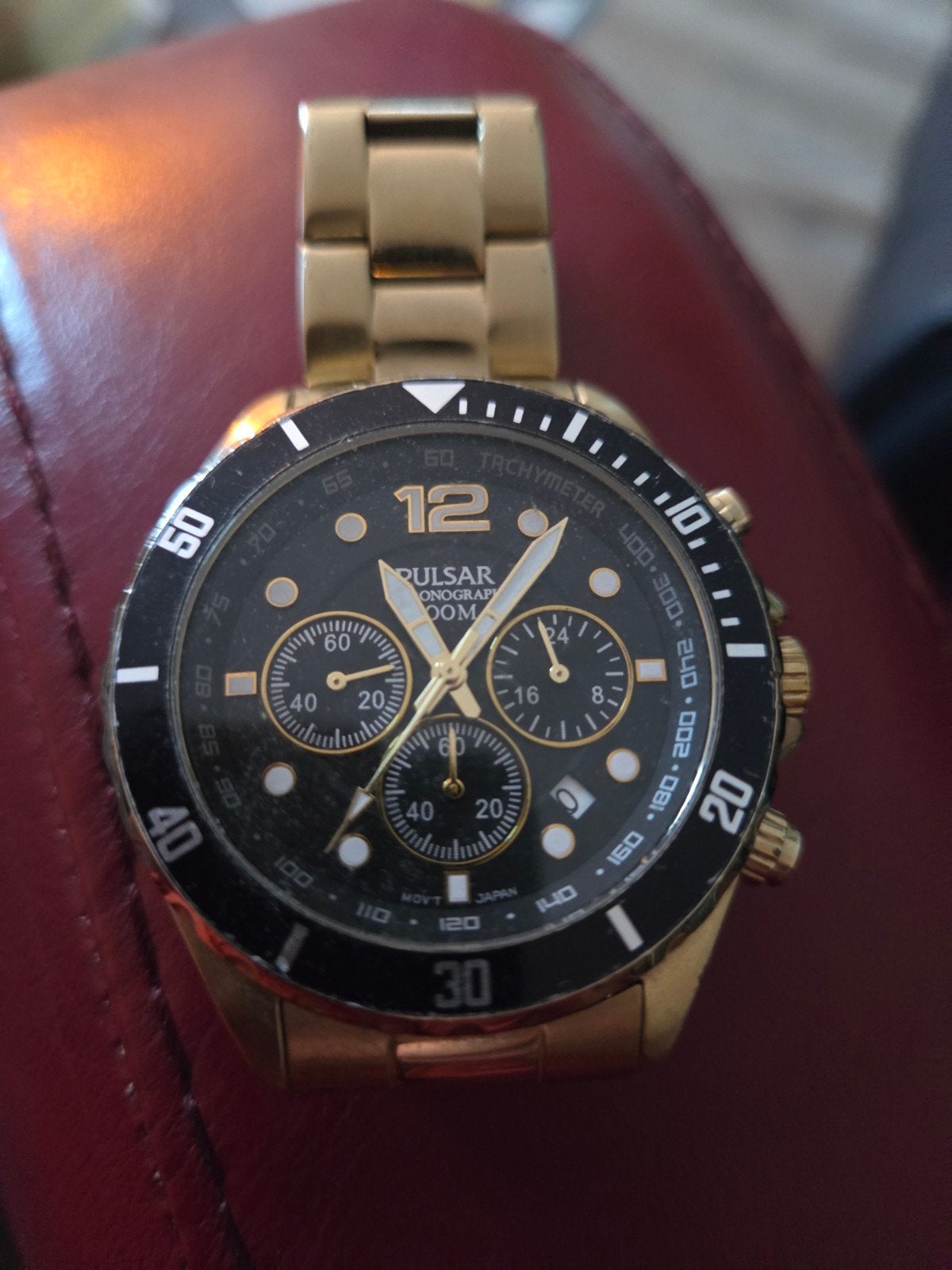 Pulsar Chronograaf Herenhorloge Goudkleurig, Overige merken, Overige materialen, Gebruikt, Polshorloge