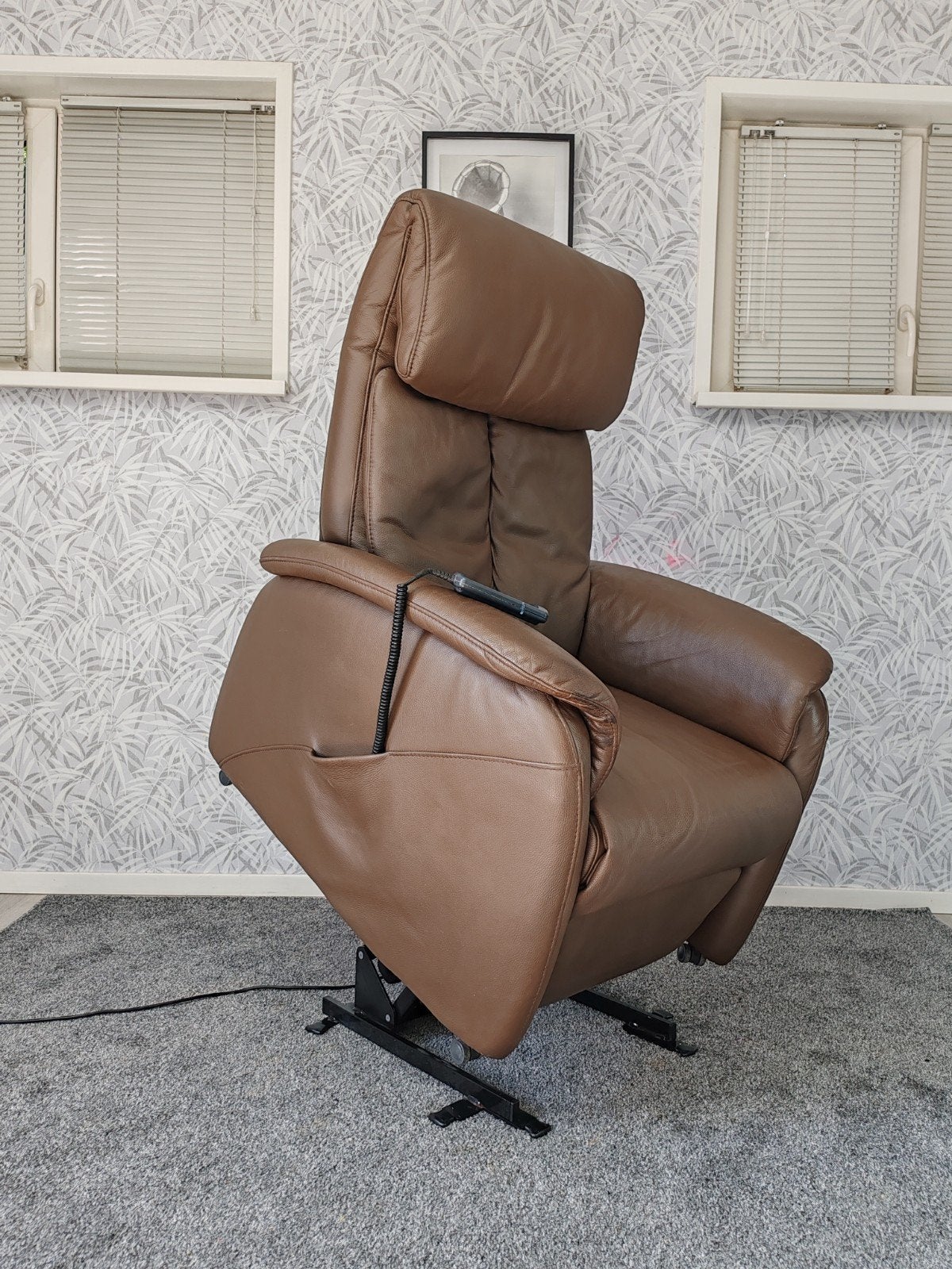Meubelzorg sta op stoel relax fauteuil met garantie, Gebruikt, Minder dan 75 cm, Leer, Ophalen of Verzenden