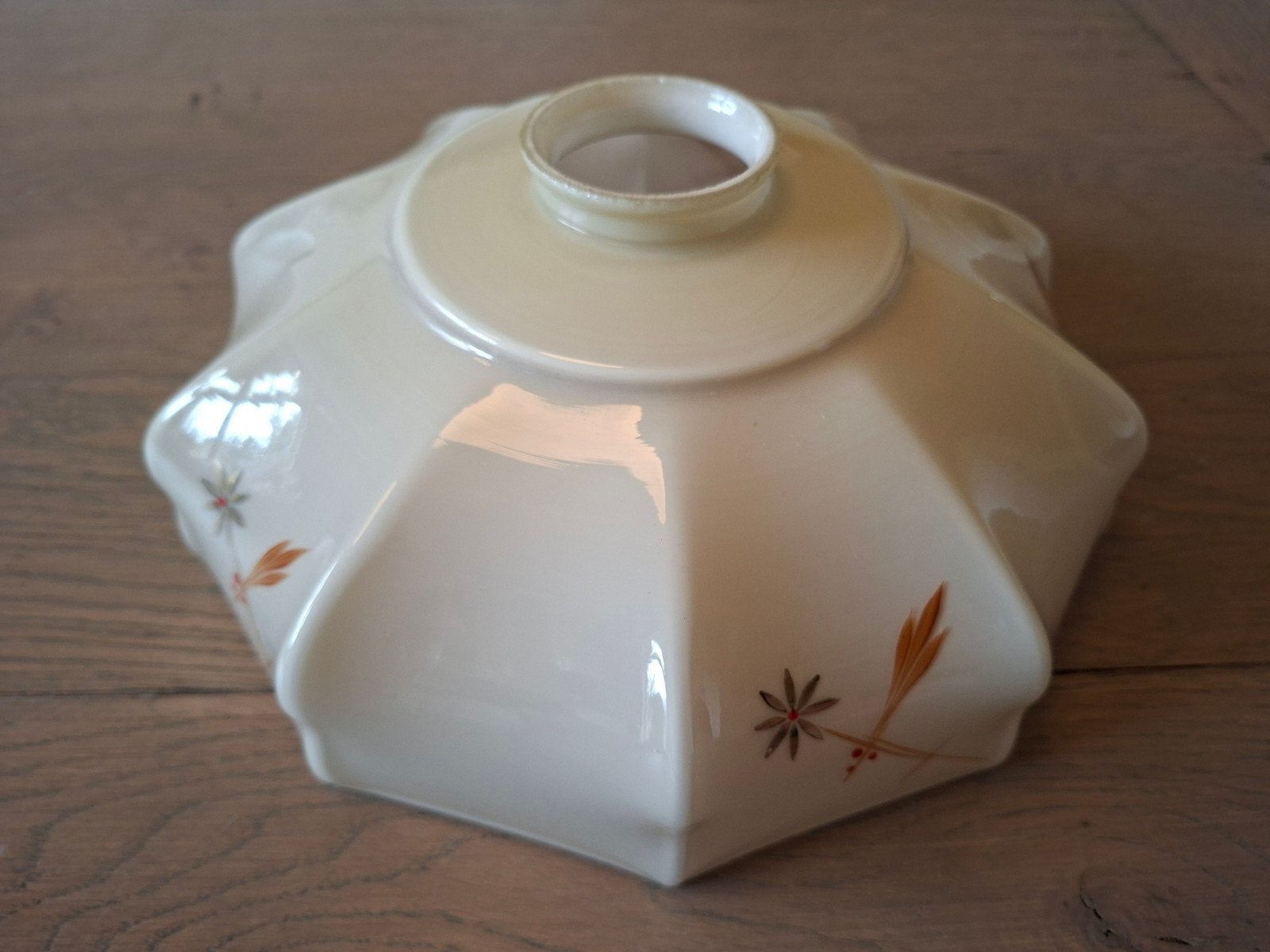 Vintage hanglamp Kap - Melkglas met Bloemen, i.z.g.s., Ophalen of Verzenden