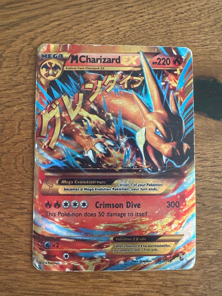 Pokémon M Charizard EX Kaart - Zeldzaam en Gebruikt, Ophalen of Verzenden, Gebruikt, Losse kaart