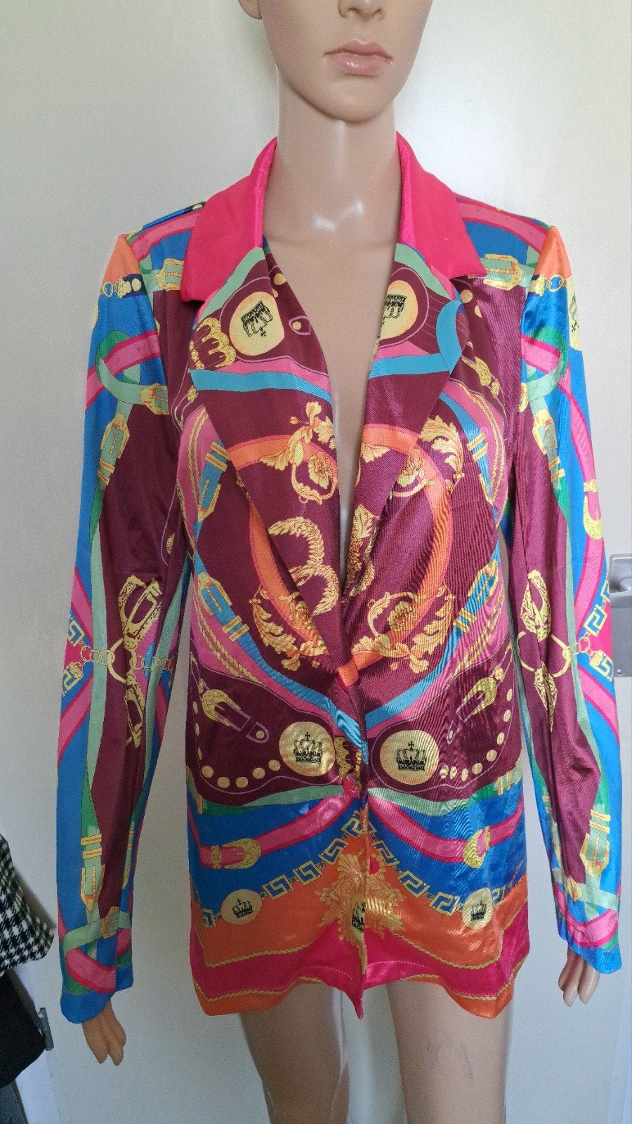 Vrouwen Blazer met Kleurrijke Print - Shein, Maat 38/40 (M), Meerkleurig, Ophalen of Verzenden, Zo goed als nieuw