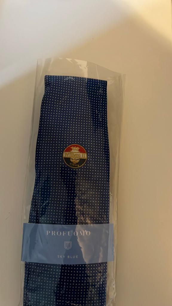 Profuomo Sky Blue stropdas met Willem II speld, Kleding | Heren, Stropdassen, Ophalen of Verzenden, Nieuw, Blauw, Met patroon