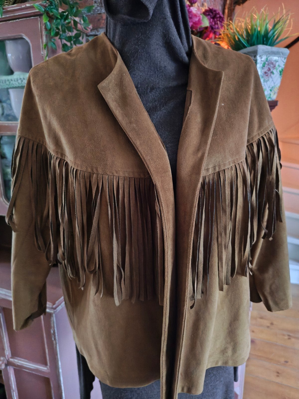 vest Ibiza boho stijl franjes suedine maat l, Ophalen of Verzenden, Zo goed als nieuw, Maat 42/44 (L), Bruin