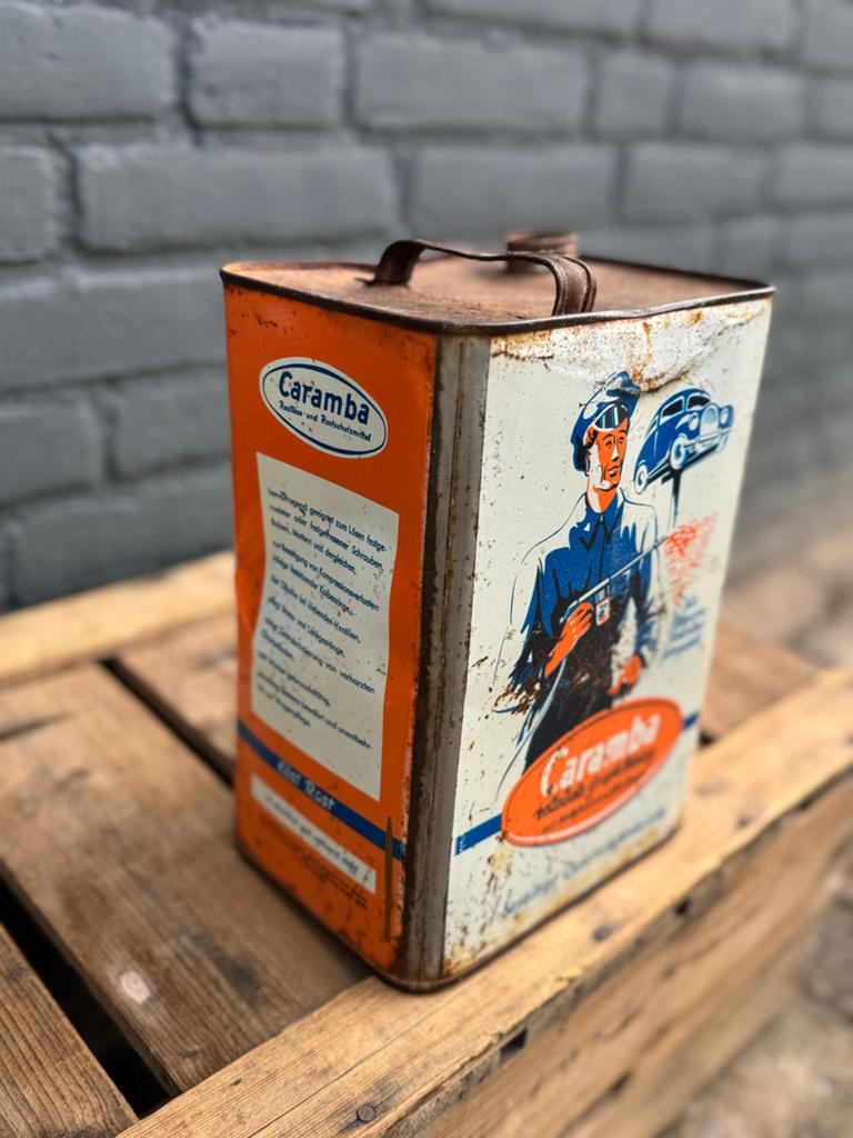 Vintage Caramba Olieblik - Klassieke Auto Decoratie, Antiek en Kunst, Ophalen of Verzenden