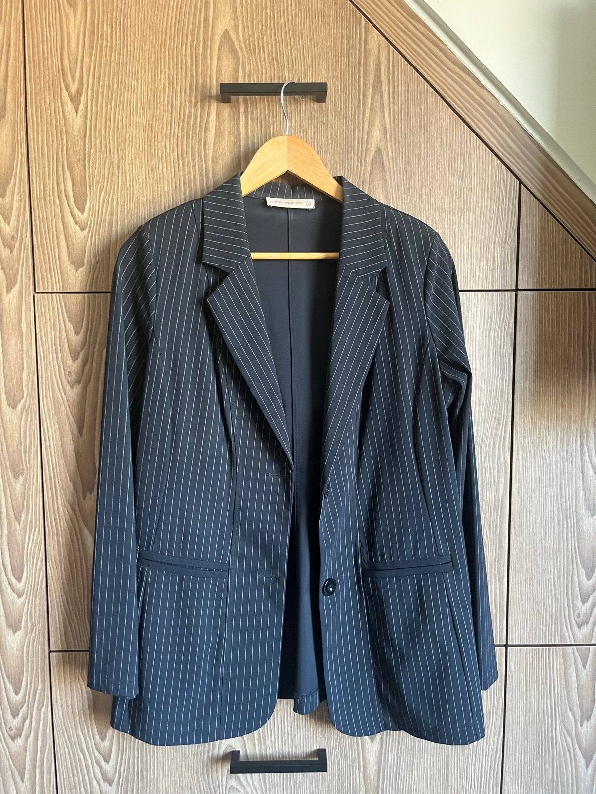 Studio Anneloes krijtstreep colbert (evt. met broek), Kleding | Dames, Maat 38/40 (M), Zwart, Ophalen of Verzenden, Jasje