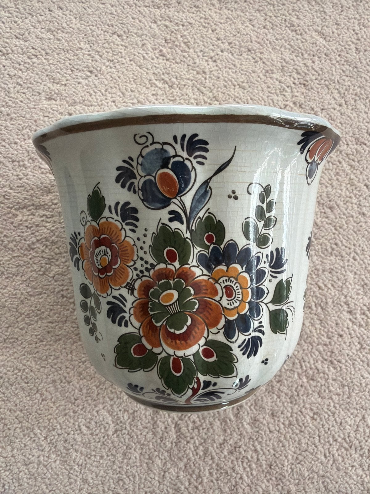 Delfts Polychroom Bloempot Handwerk Holland, Antiek en Kunst, Verzenden
