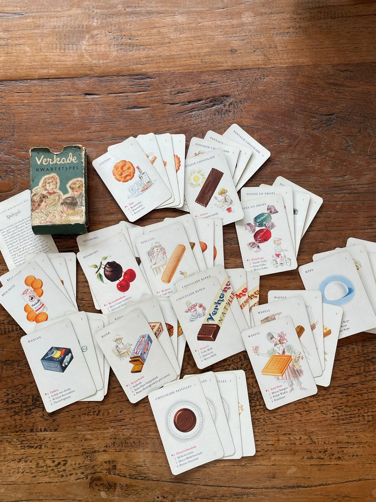 Vintage Verkade Kwartetspel uit de jaren '50 - Compleet!, Ophalen of Verzenden, Gebruikt