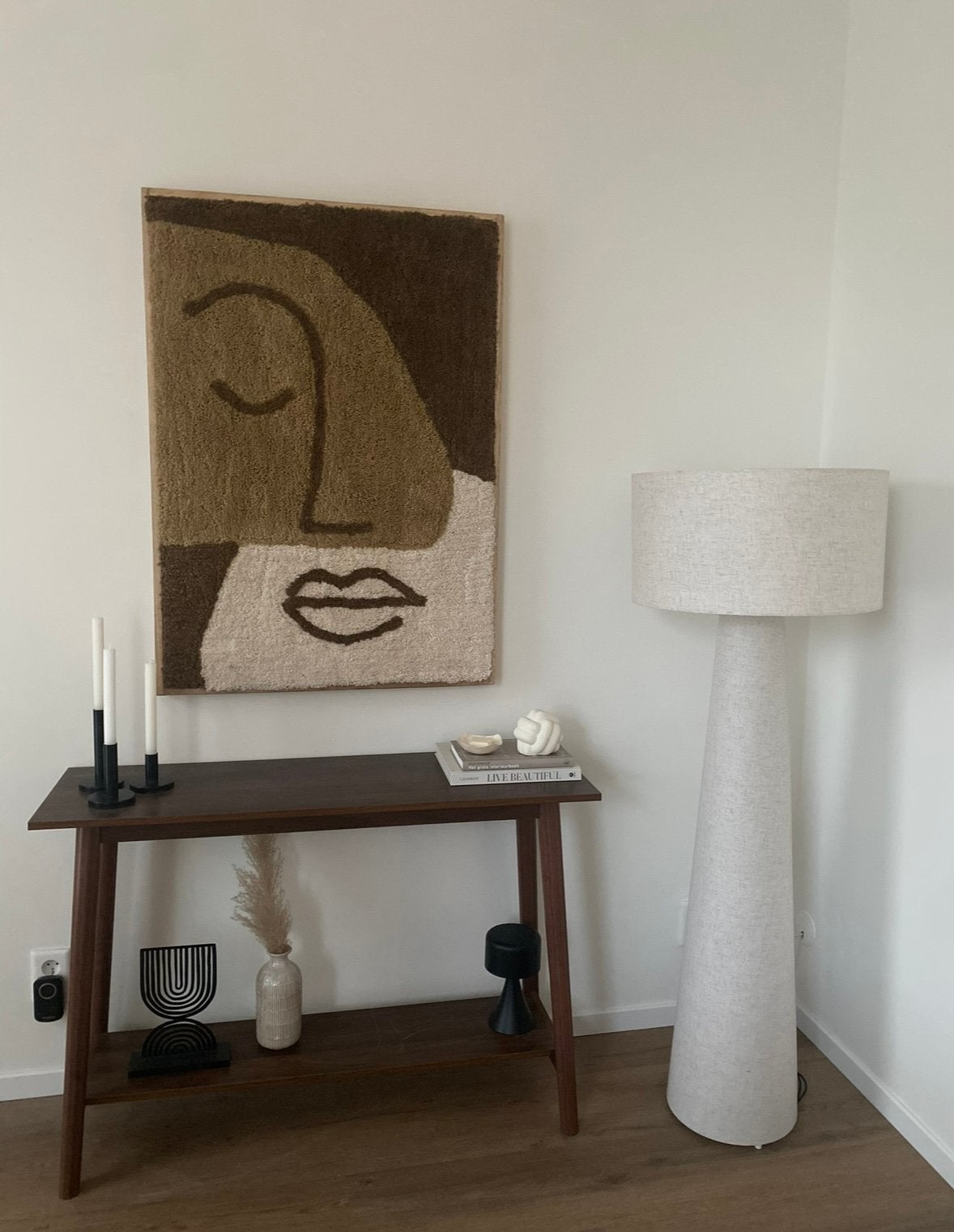 Modern Abstract Gezicht Kunstwerk - Bruin/Beige Textuur, Figuren, Met textuur, Ophalen of Verzenden, Overige technieken