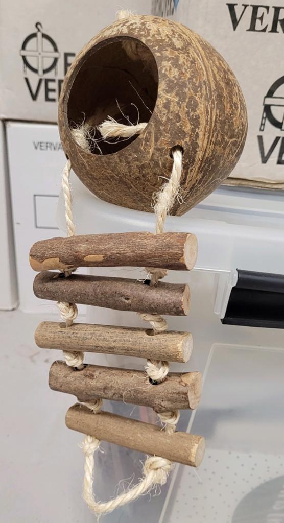 Kokosnoot huisje met ladder voor hamster, Ophalen of Verzenden, Zo goed als nieuw, Overige typen