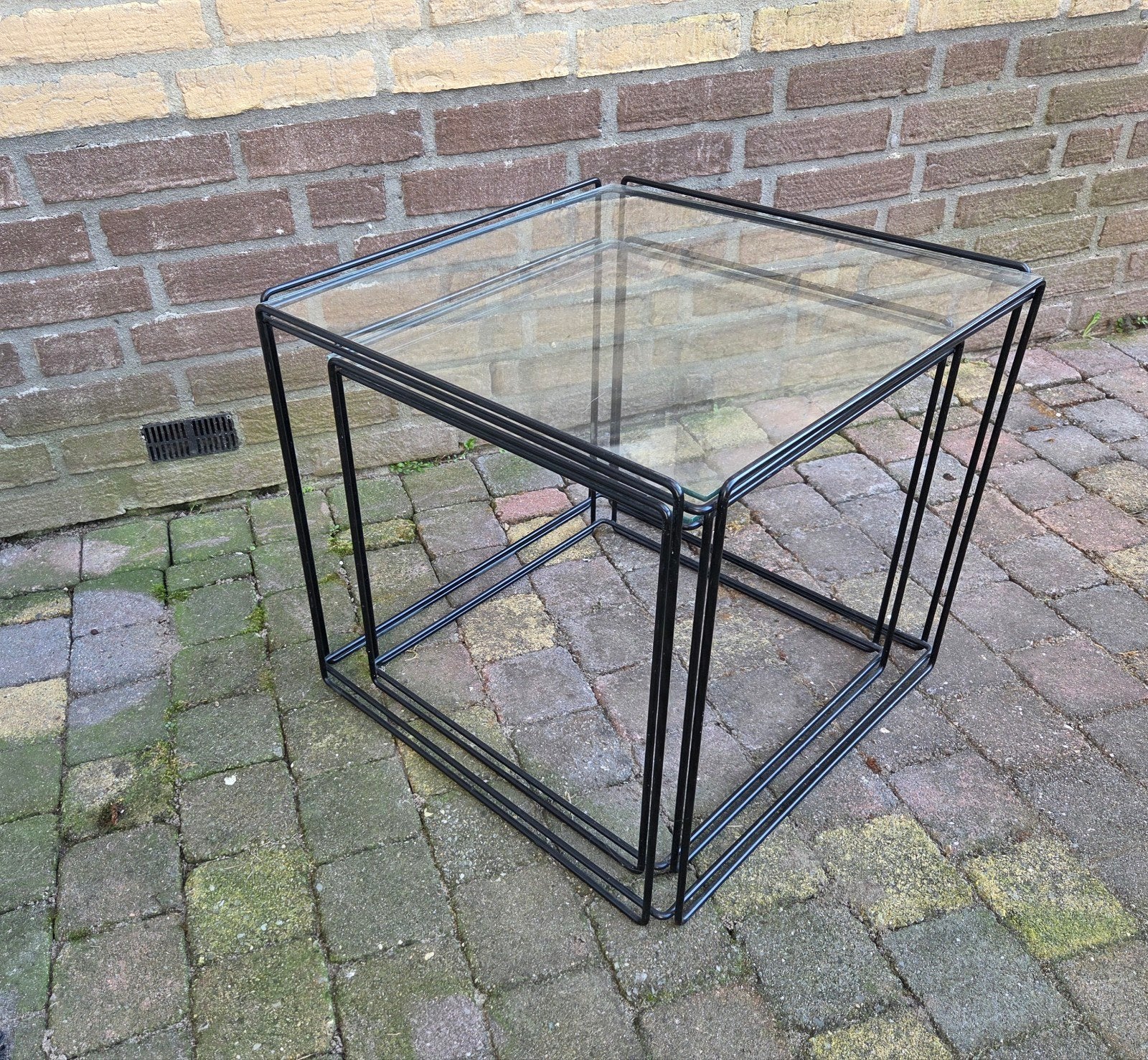 Set van 2 Max Sauze "Isocele" bijzettafels, Ophalen, Minder dan 45 cm, Minder dan 55 cm, Vierkant