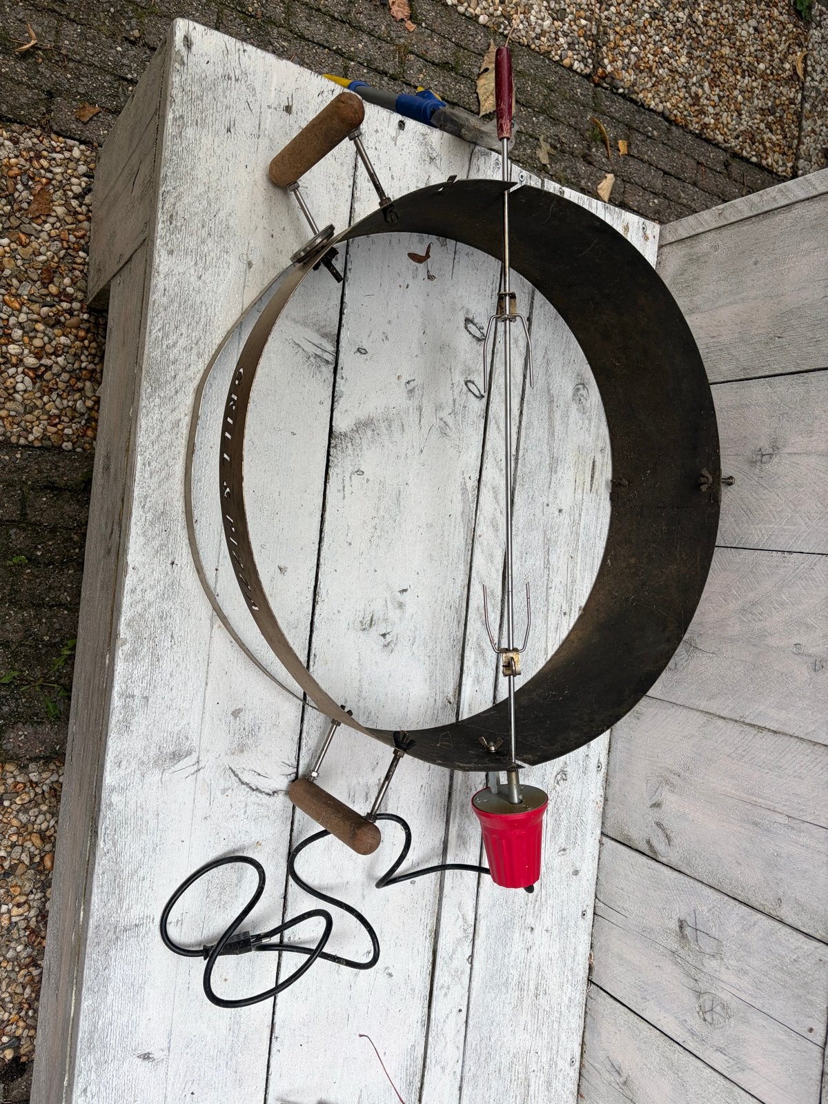 Grill & Pizza ring met elektrische grillmotor, Ophalen, Gebruikt