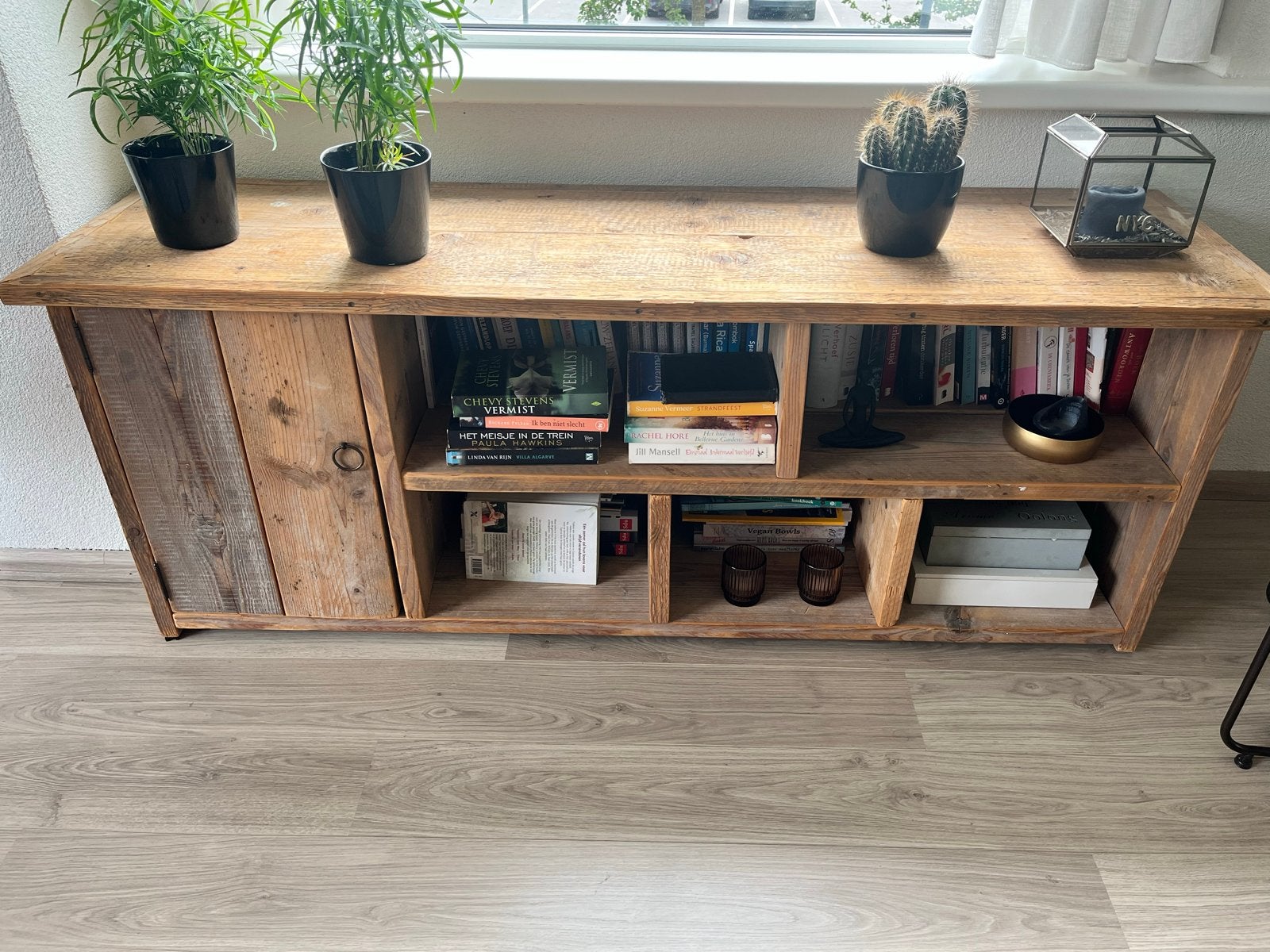 Steigerhouten TV-meubel/dressoir met opbergruimte, Ophalen, Gebruikt, 150 tot 200 cm, Minder dan 100 cm