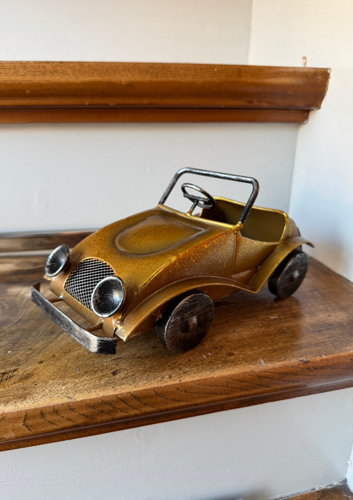 Decoratie metalen auto goud, Ophalen of Verzenden, Zo goed als nieuw, Goud, Metaal