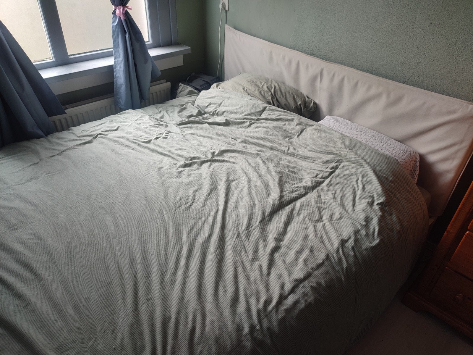 Ikea Kleppstad Bedframe - 160x200cm (Beige/Wit), Ophalen, Eenpersoons, Wit, Zo goed als nieuw