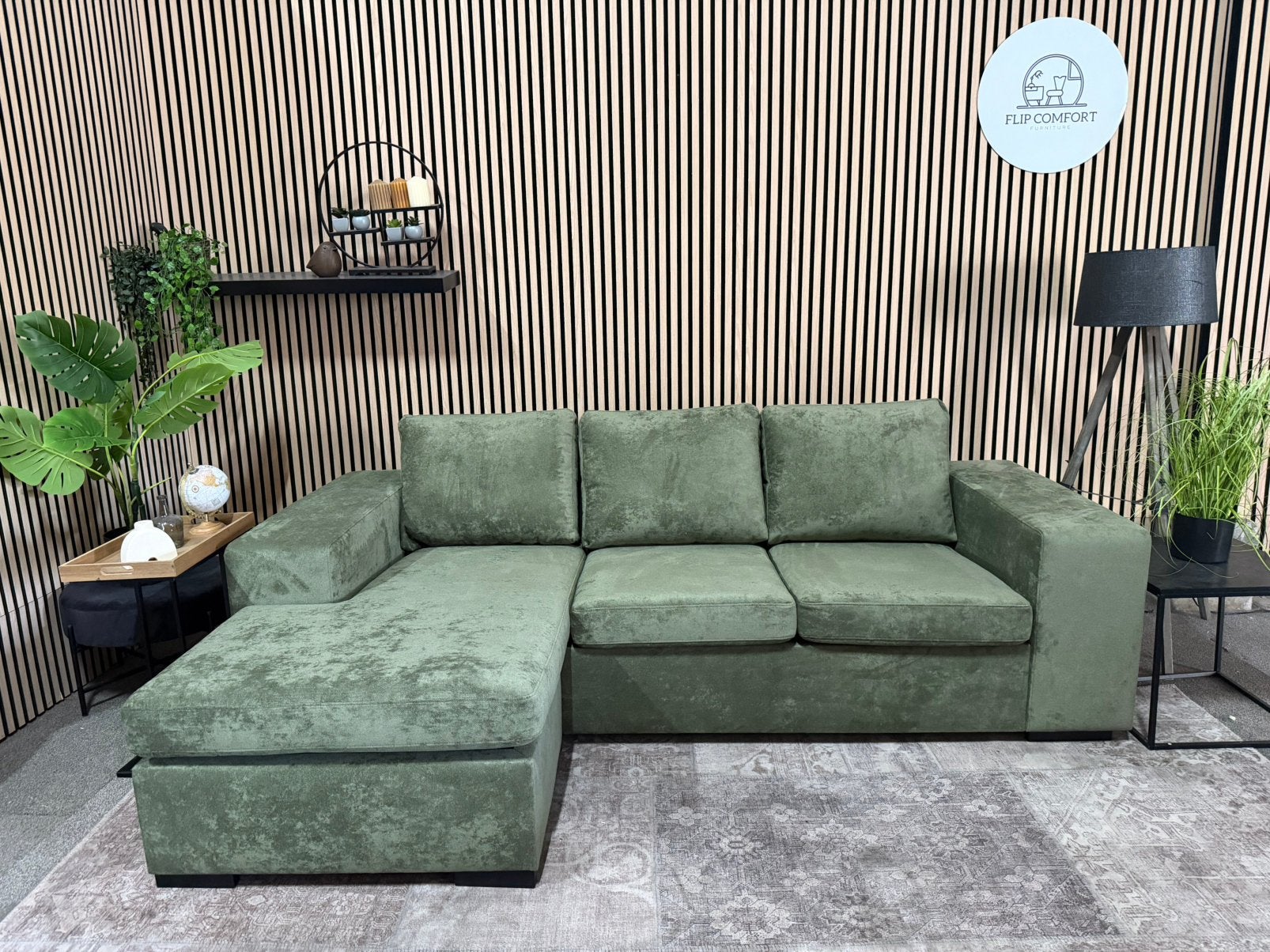 “GRATIS LEVERING” Nieuwe groene hoekbank! 235x155, 125 tot 150 cm, Hoekbank, Ophalen of Verzenden, Stof