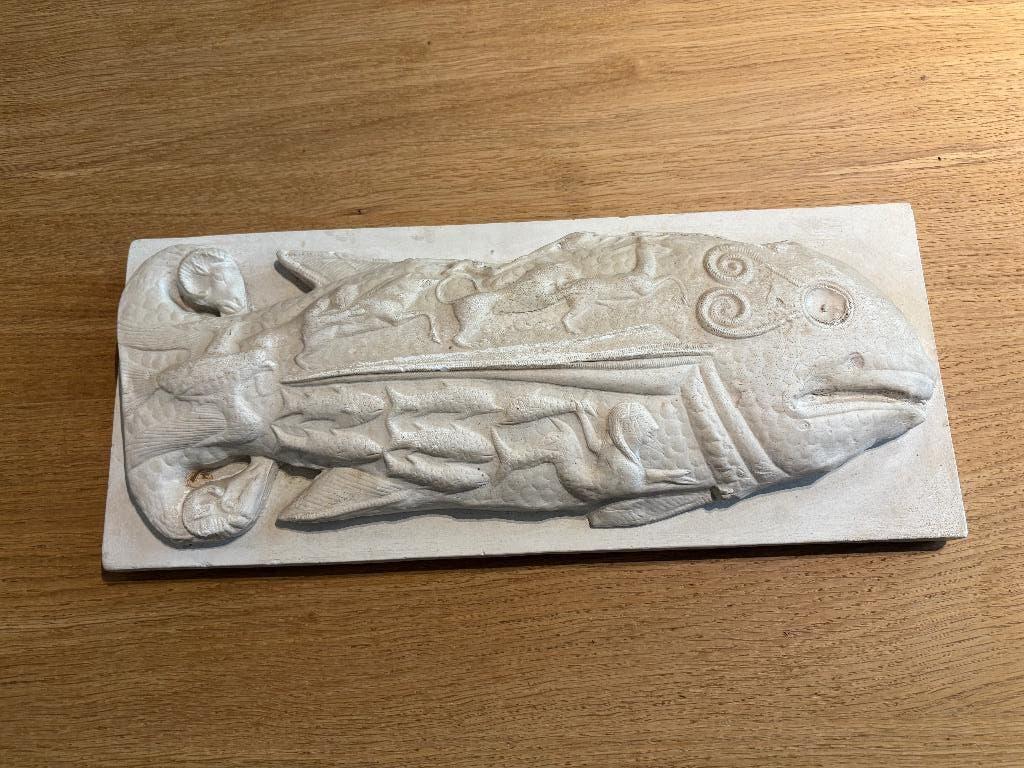 Plaquette vis oudheid, gips Berlijnse musea, Ophalen of Verzenden