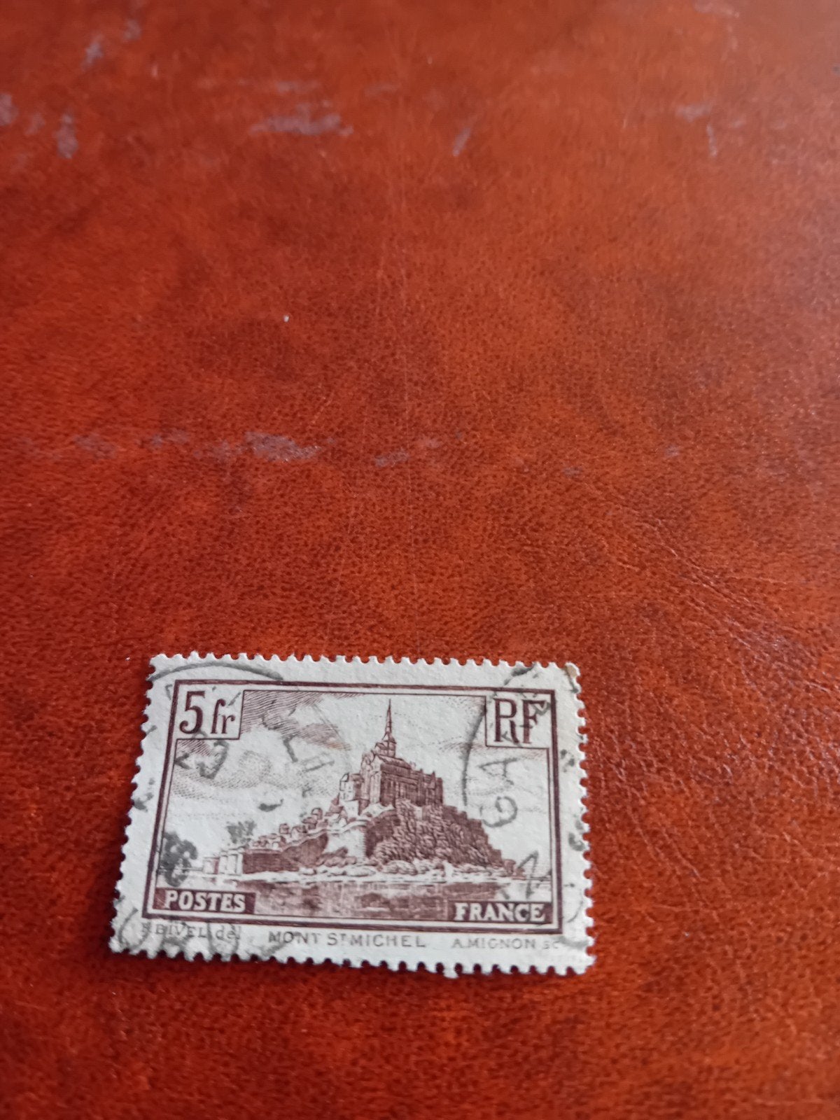 Zeldzame Franse postzegel Mont Saint-Michel 5 Fr, Ophalen of Verzenden, Gestempeld
