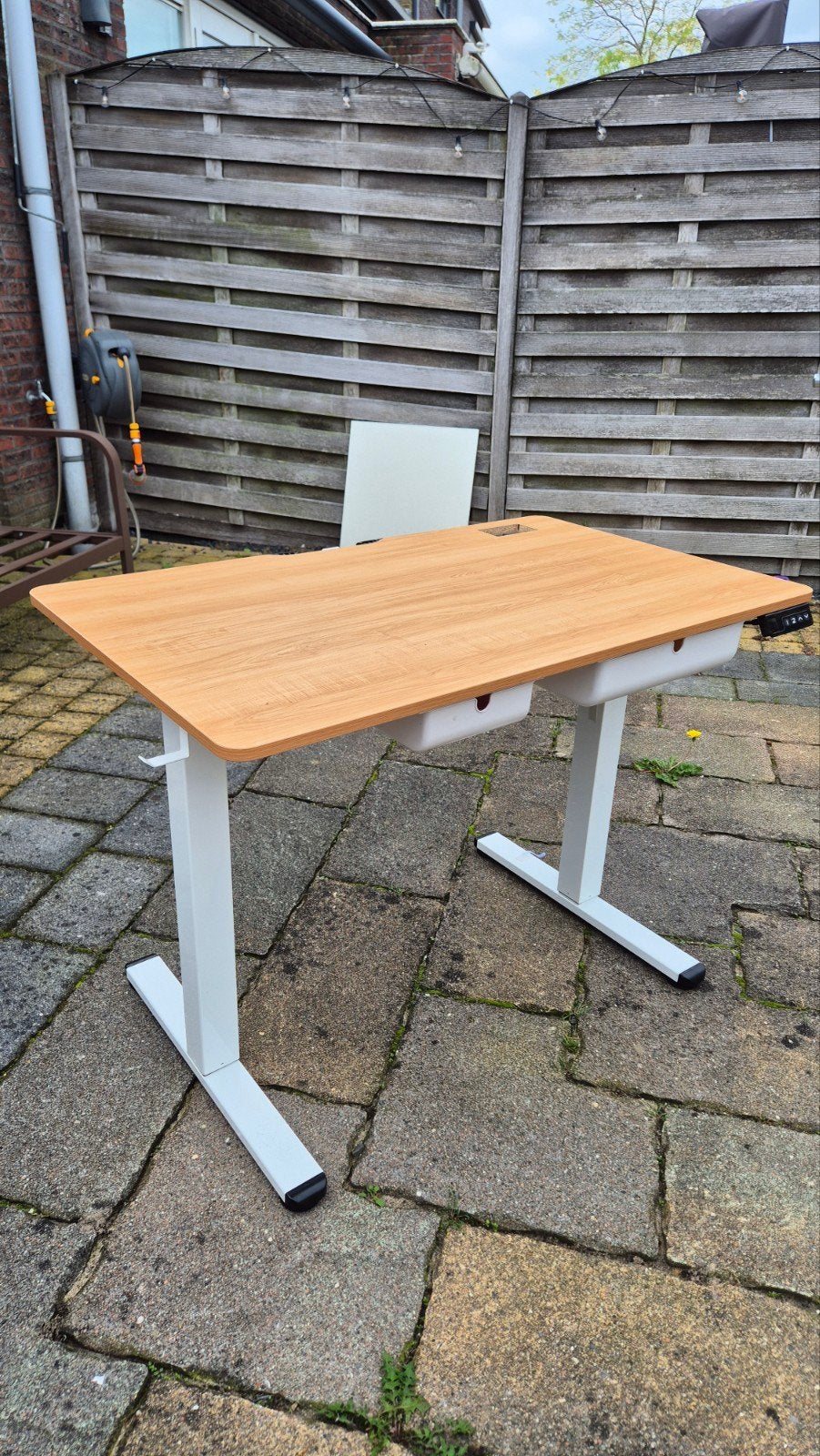 COMHOMA Electric Sitting Standing Desk 100 x 60 cm, Ophalen, Zit-sta bureau, In hoogte verstelbaar, Hout