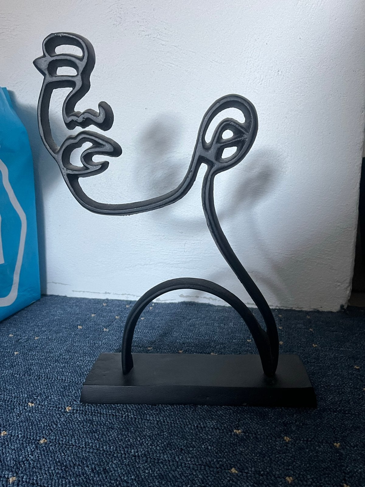 Abstracte metalen sculptuur - Modern gezicht op sokkel, Ophalen of Verzenden, Op sokkel, Beeld, Abstract