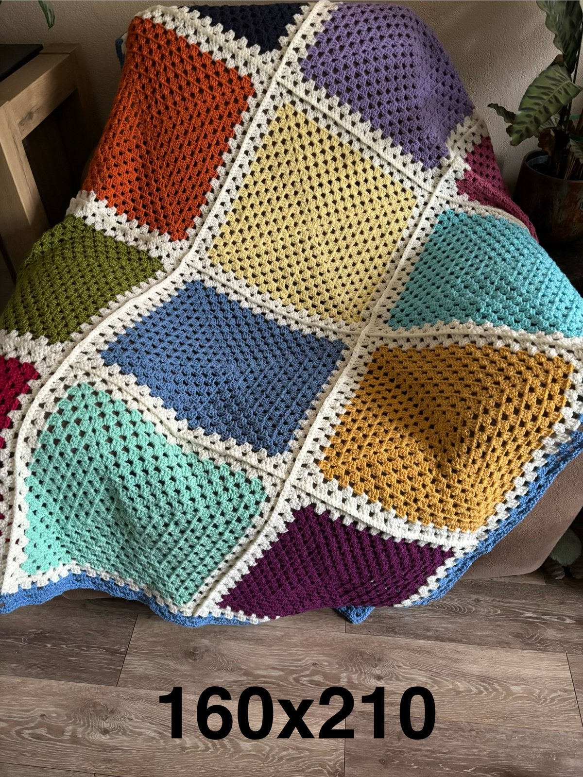 Gehaakte deken, Huis en Inrichting, Woonaccessoires | Plaids en Woondekens, Ophalen of Verzenden, Nieuw