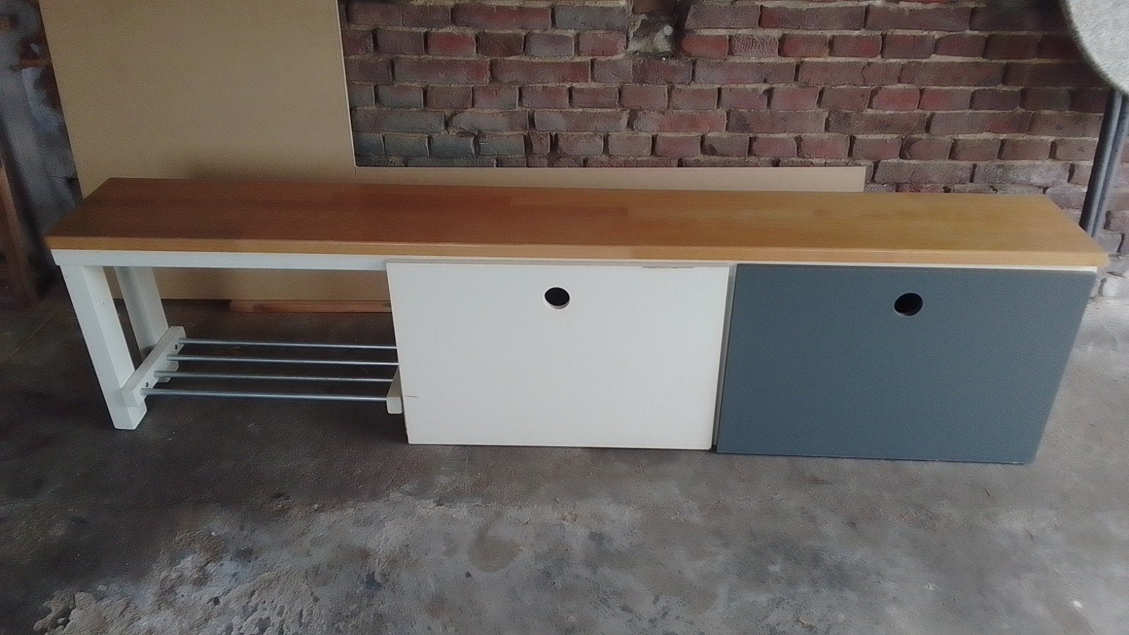 Bankje met lades, Ophalen, Gebruikt, Modern, functioneel, Wit
