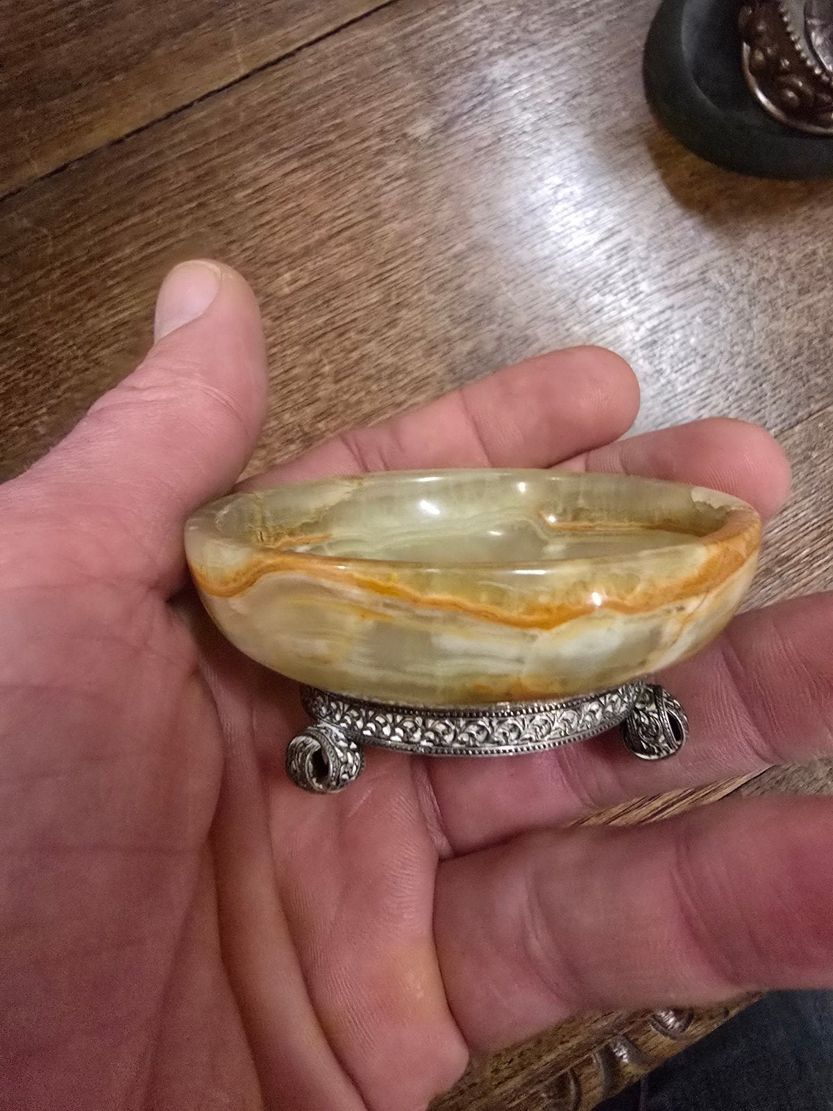 antiek zilver/natuursteen coupje, Antiek en Kunst, Verzenden, Zilver