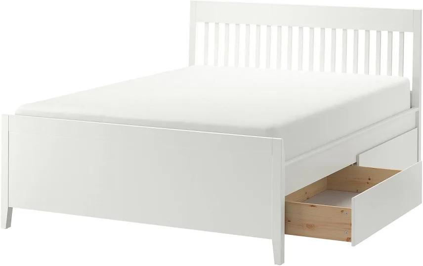 IKEA IDANÄS bedframe met opberglades, lattenbodem, matras, Huis en Inrichting, Slaapkamer | Bedden, Ophalen, Wit, Tweepersoons