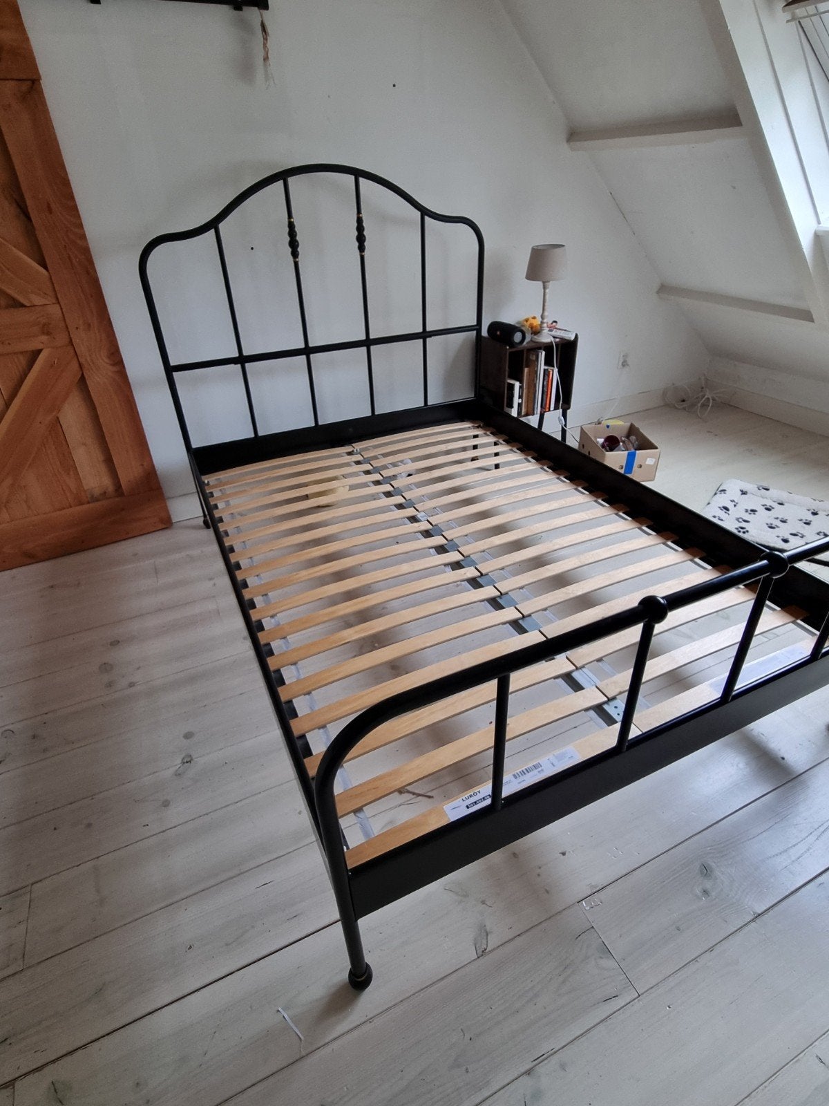 Ikea Sagstua bed 140x200 inclusief lattenbodem, Huis en Inrichting, Slaapkamer | Bedden, Ophalen, Gebruikt, Zwart, Tweepersoons