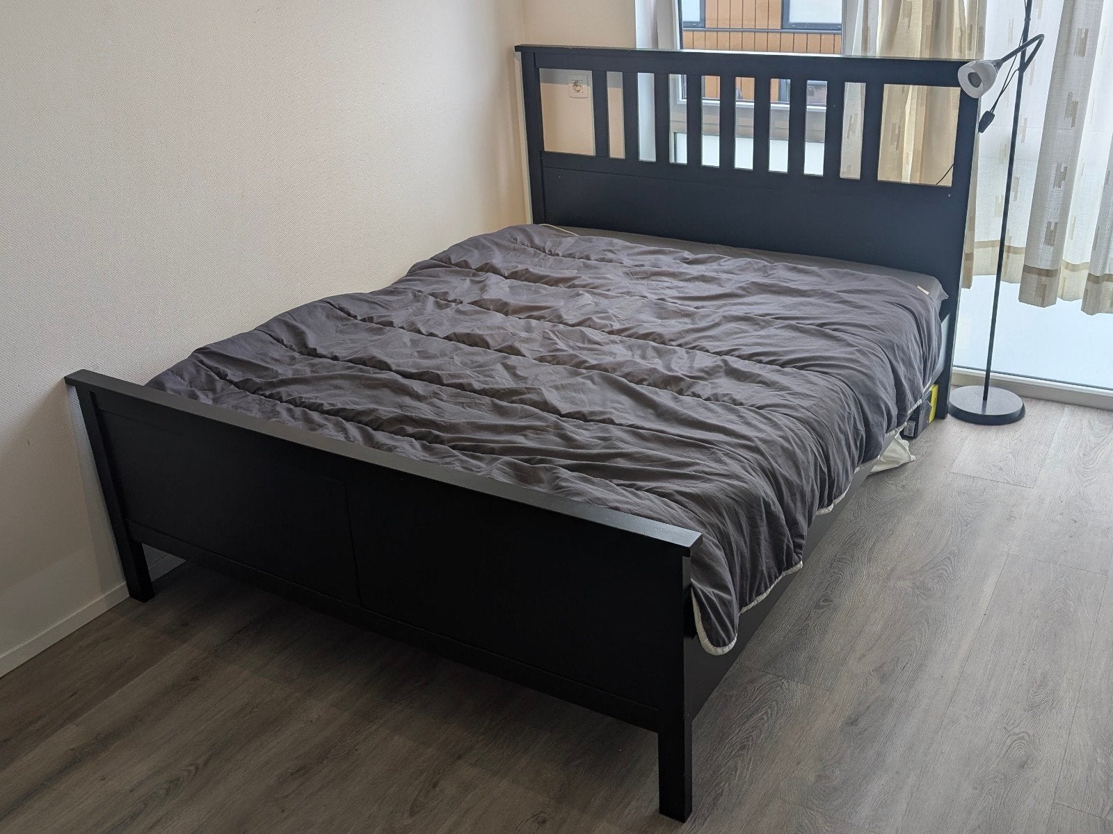 Ikea HEMNES Bed frame met matrassen 160*200, Ophalen, Gebruikt, Zwart, Tweepersoons