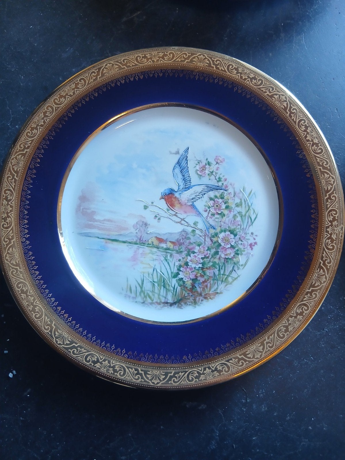 Set van 3 Limoges sierborden met vogelmotieven, 22.5 cm, Antiek en Kunst, Ophalen of Verzenden