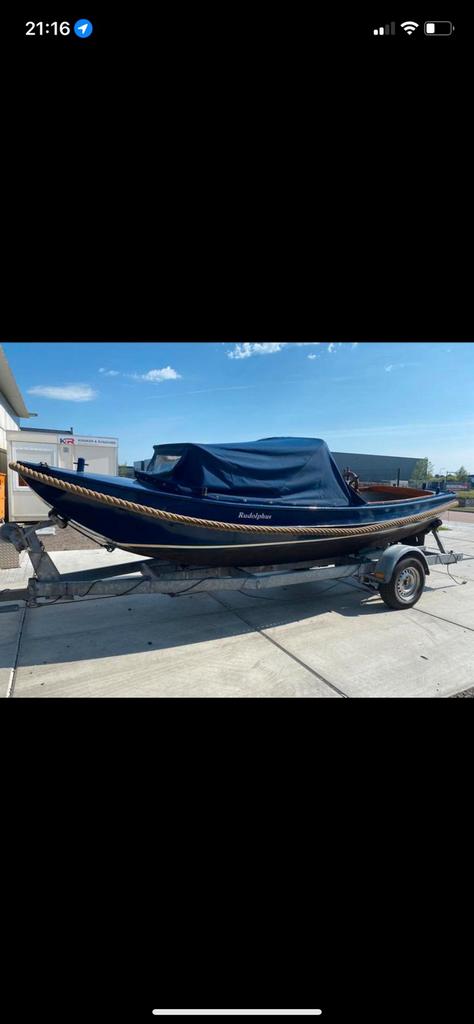 Sloep vlet blauw, Watersport en Boten, Ophalen, Staal, Binnenboordmotor, Diesel