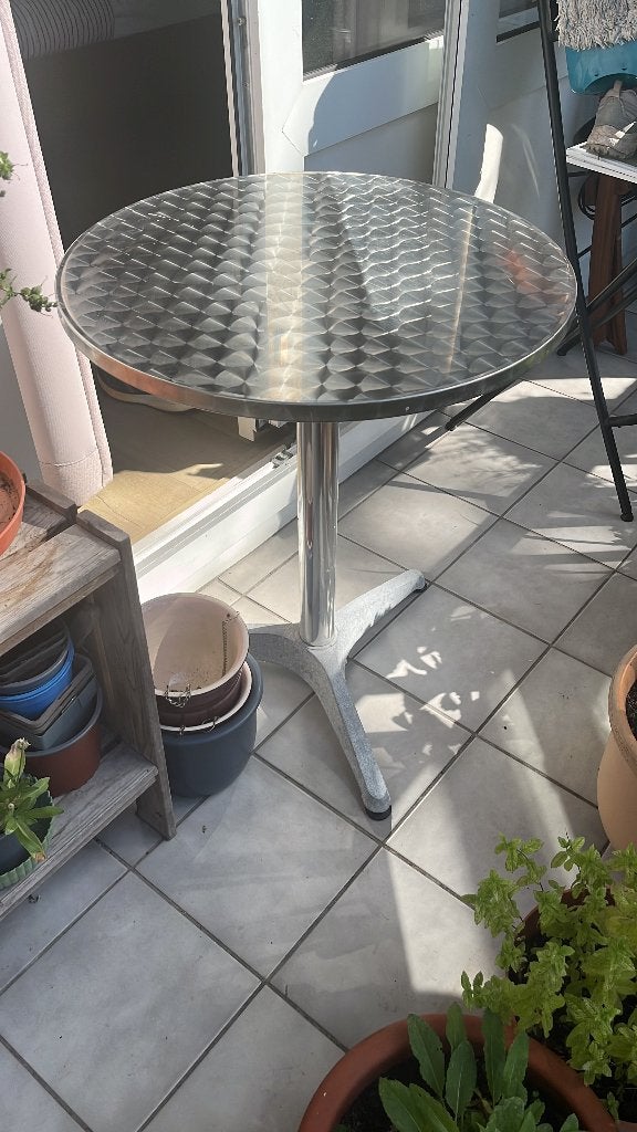 Ronde tafel balkon, Tuin en Terras, Ophalen, Gebruikt, Rond, Metaal