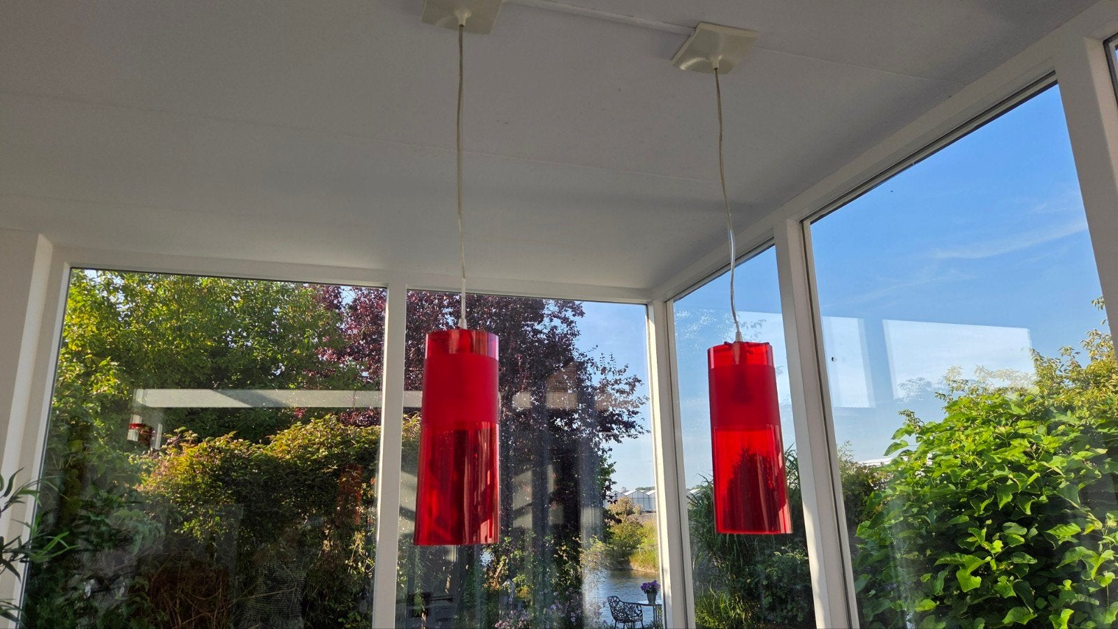 2x Kartell Lavian hanglampen rood - 33cm hoog, Ophalen, Kunststof, Gebruikt, E14 (klein)